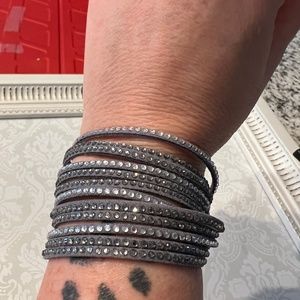 Faux suede crystal wrap bracelet